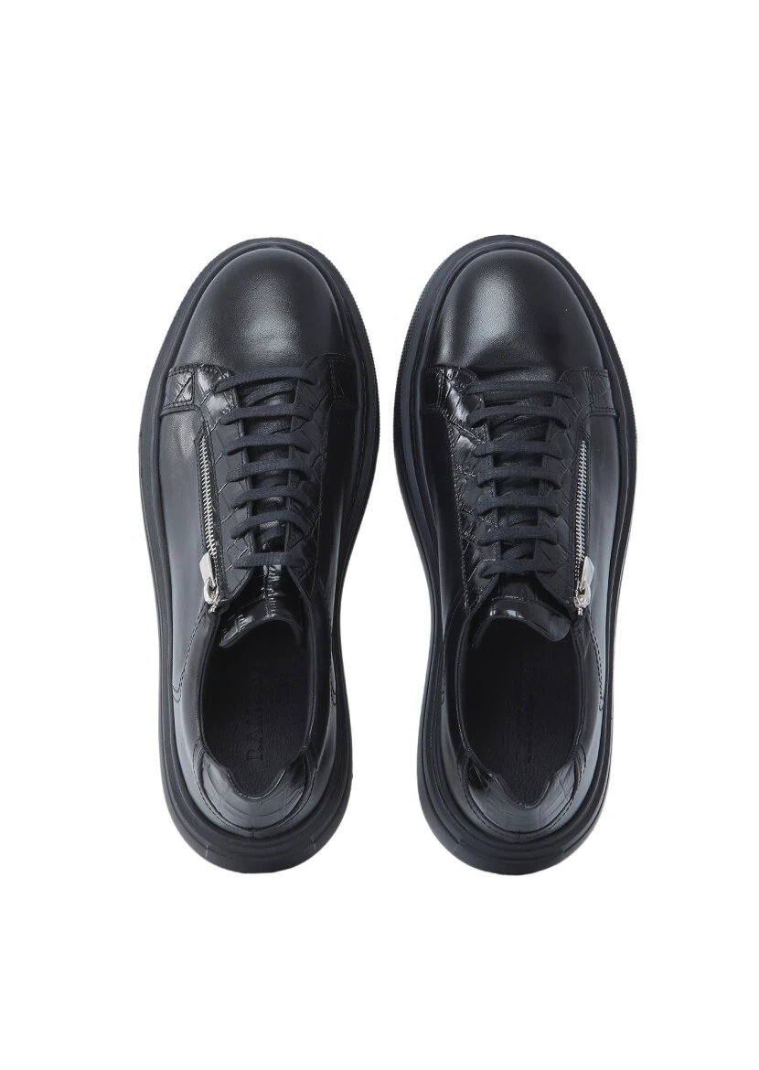Black Leather Sneaker - 6
