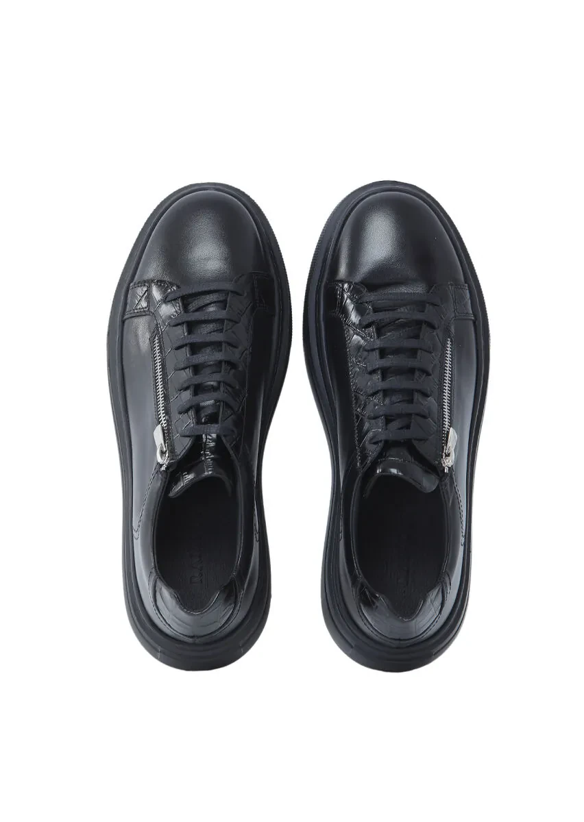 Black Leather Sneaker - 6