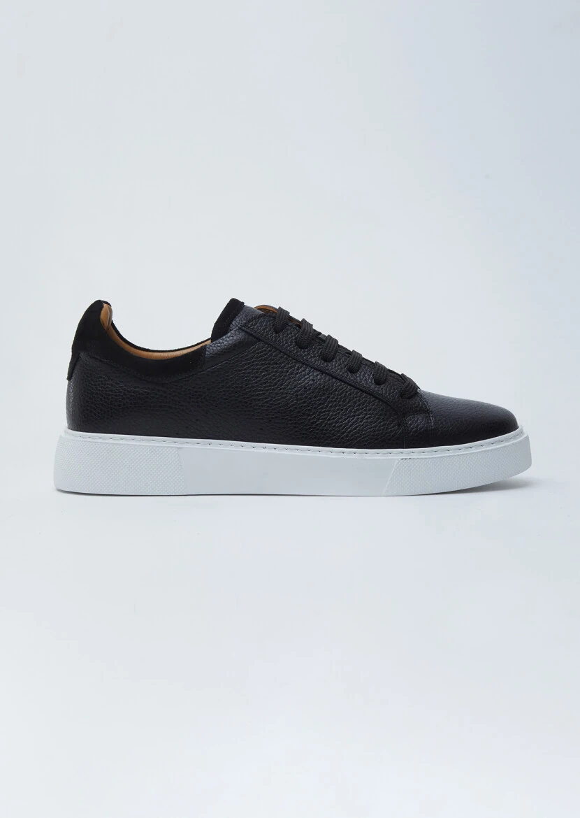 Black Leather Sneaker - 1
