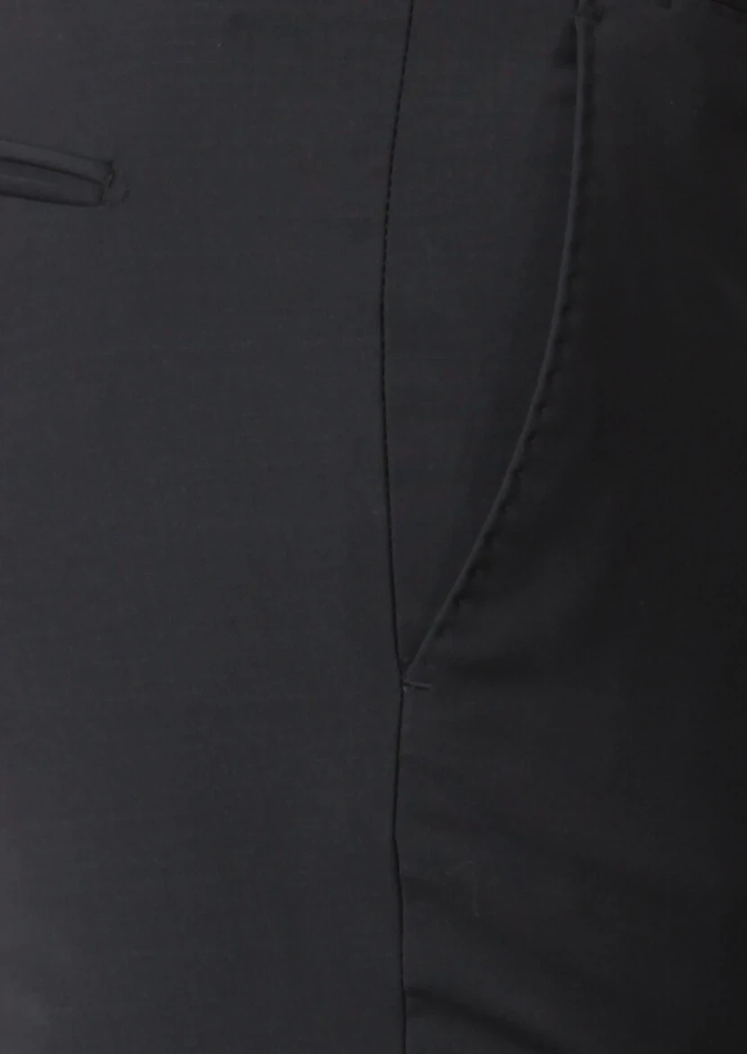 Black Material Modern Fit Classical Wool Blended Trousers - 3