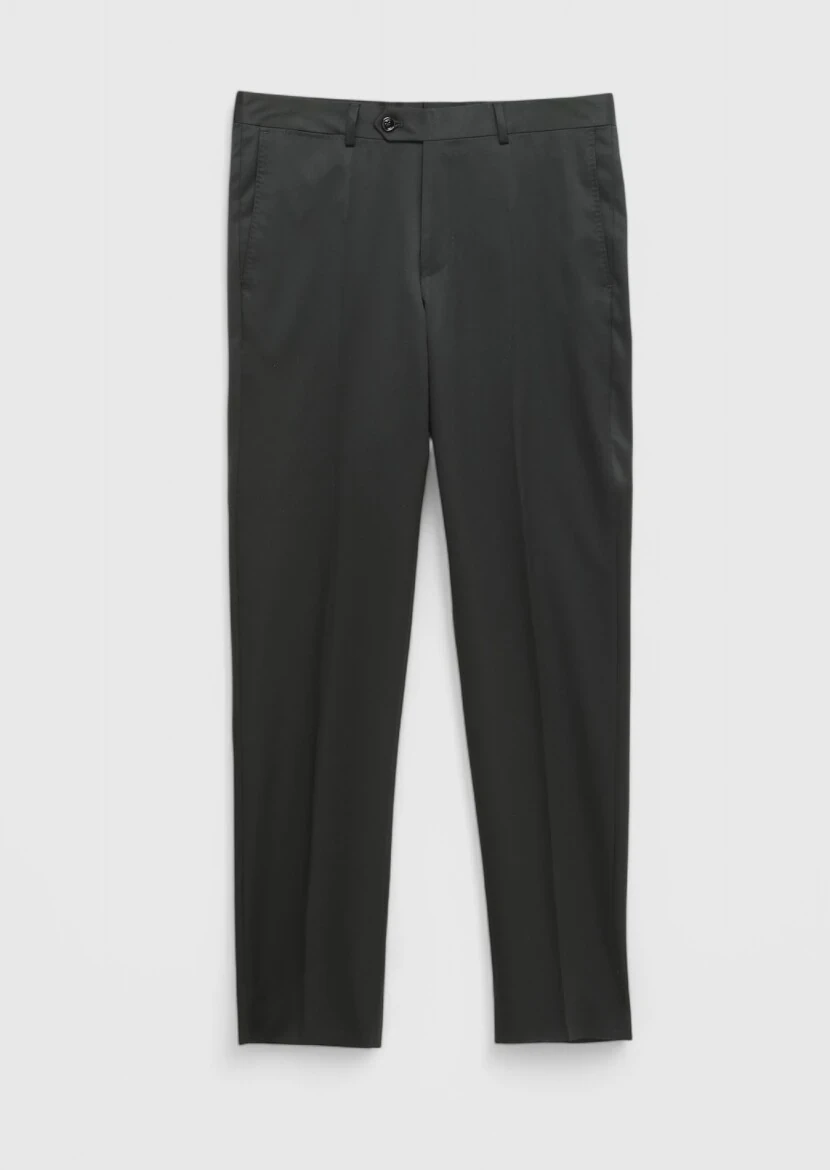 Black Material Regular Fit Classical 100% Wool Trousers - 5