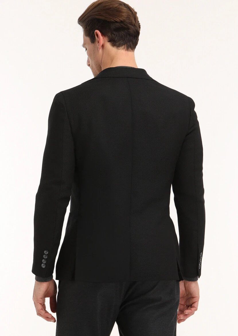 Black Micro Comfort Fit 100% Wool Jacket - 4