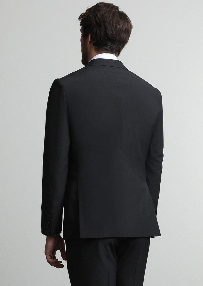 Black Micro Modern Fit 100% Wool Suit - 4