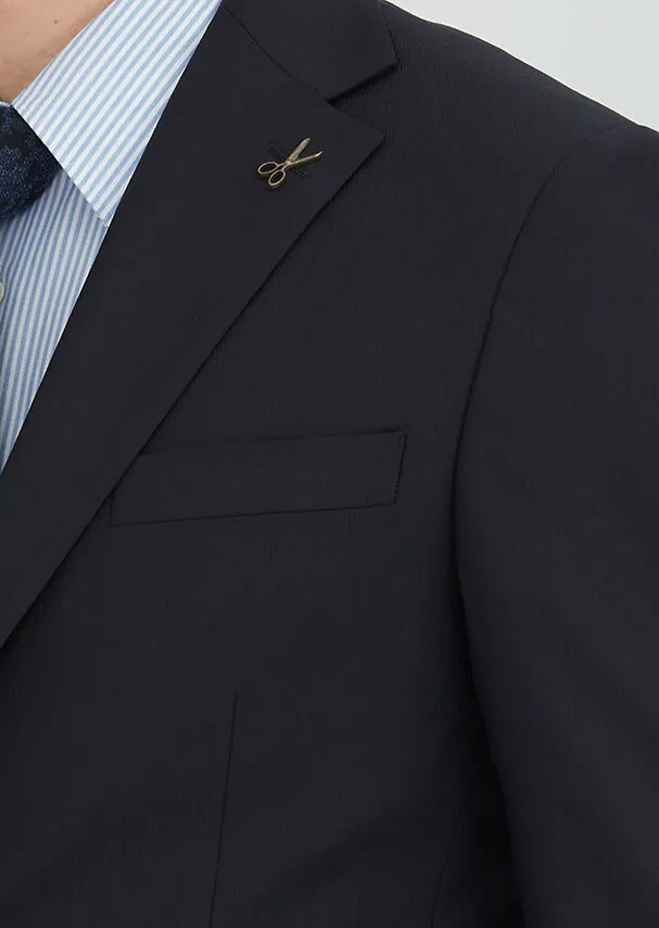 Black Micro Modern Fit Wool Blended Suit - 3