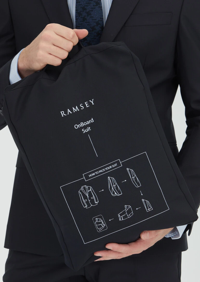 Black Micro Modern Fit Wool Blended Suit - 4