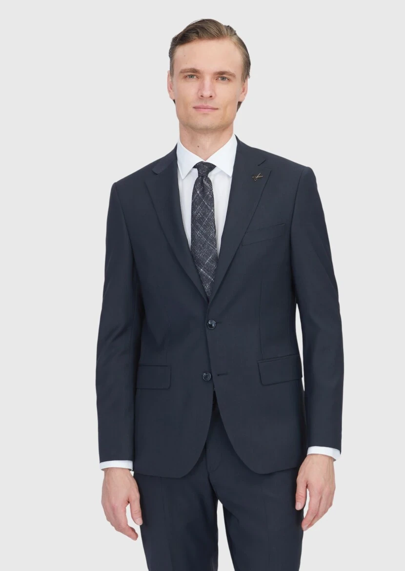 Black Micro Modern Fit Wool Blended Suit - RAMSEY