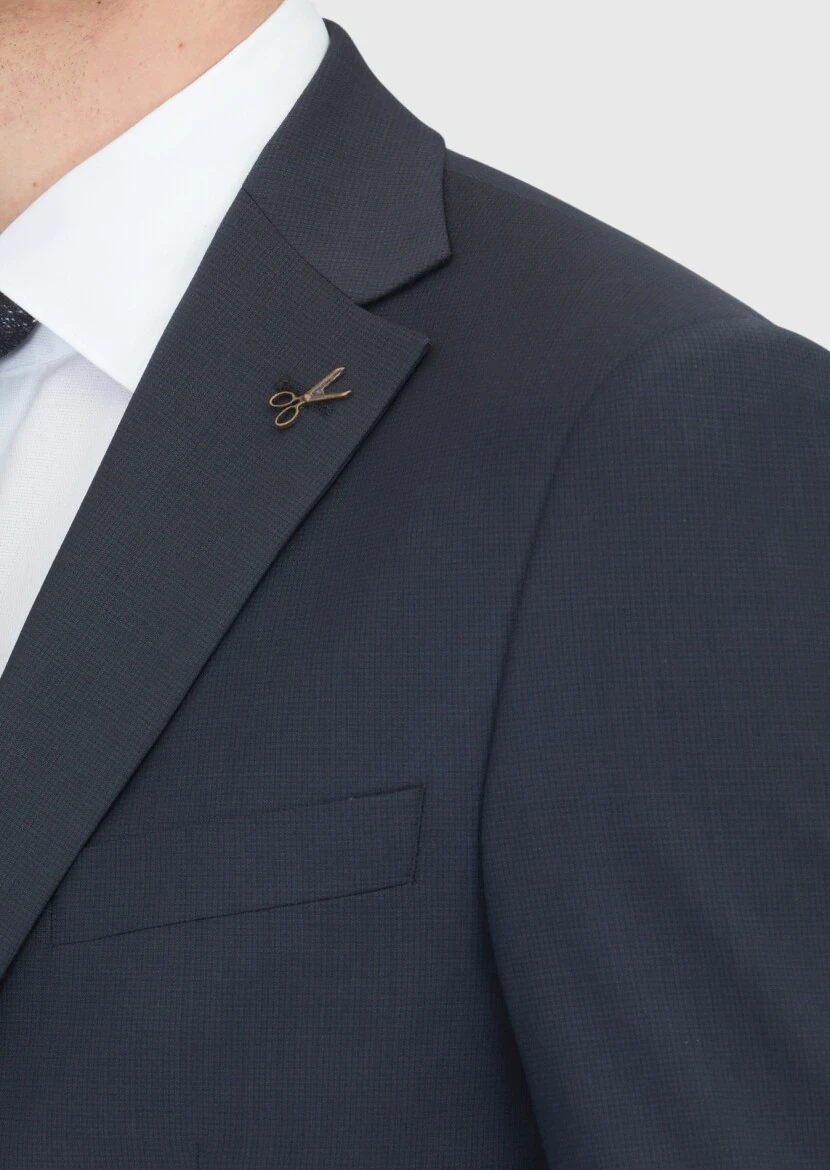 Black Micro Modern Fit Wool Blended Suit - 5