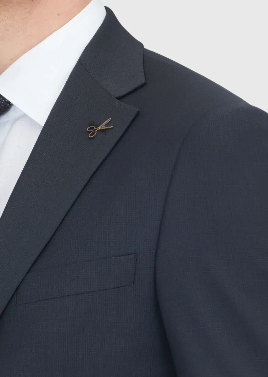 Black Micro Modern Fit Wool Blended Suit - 5