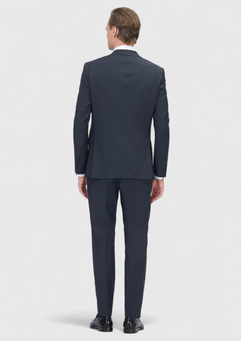 Black Micro Modern Fit Wool Blended Suit - 6