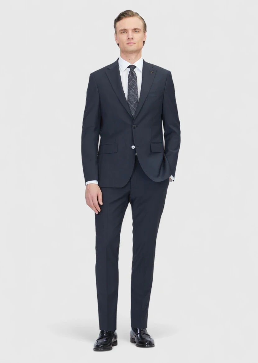 Black Micro Modern Fit Wool Blended Suit - RAMSEY