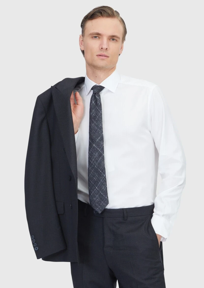 Black Micro Zeroweight Slim Fit Wool Blended Suit - 3