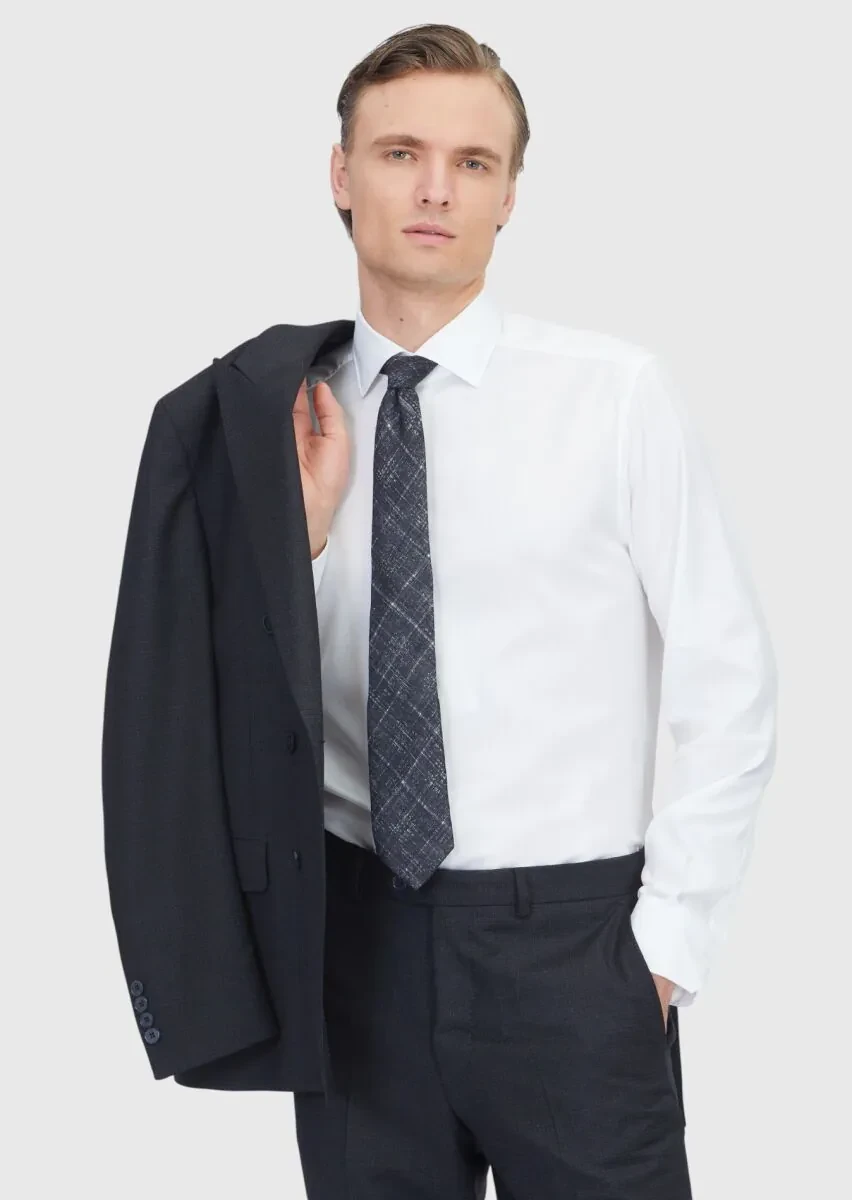 Black Micro Zeroweight Slim Fit Wool Blended Suit - 3