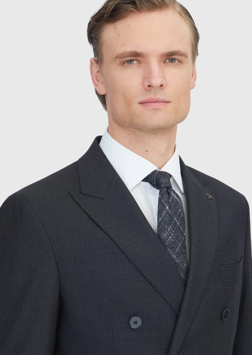 Black Micro Zeroweight Slim Fit Wool Blended Suit - 4