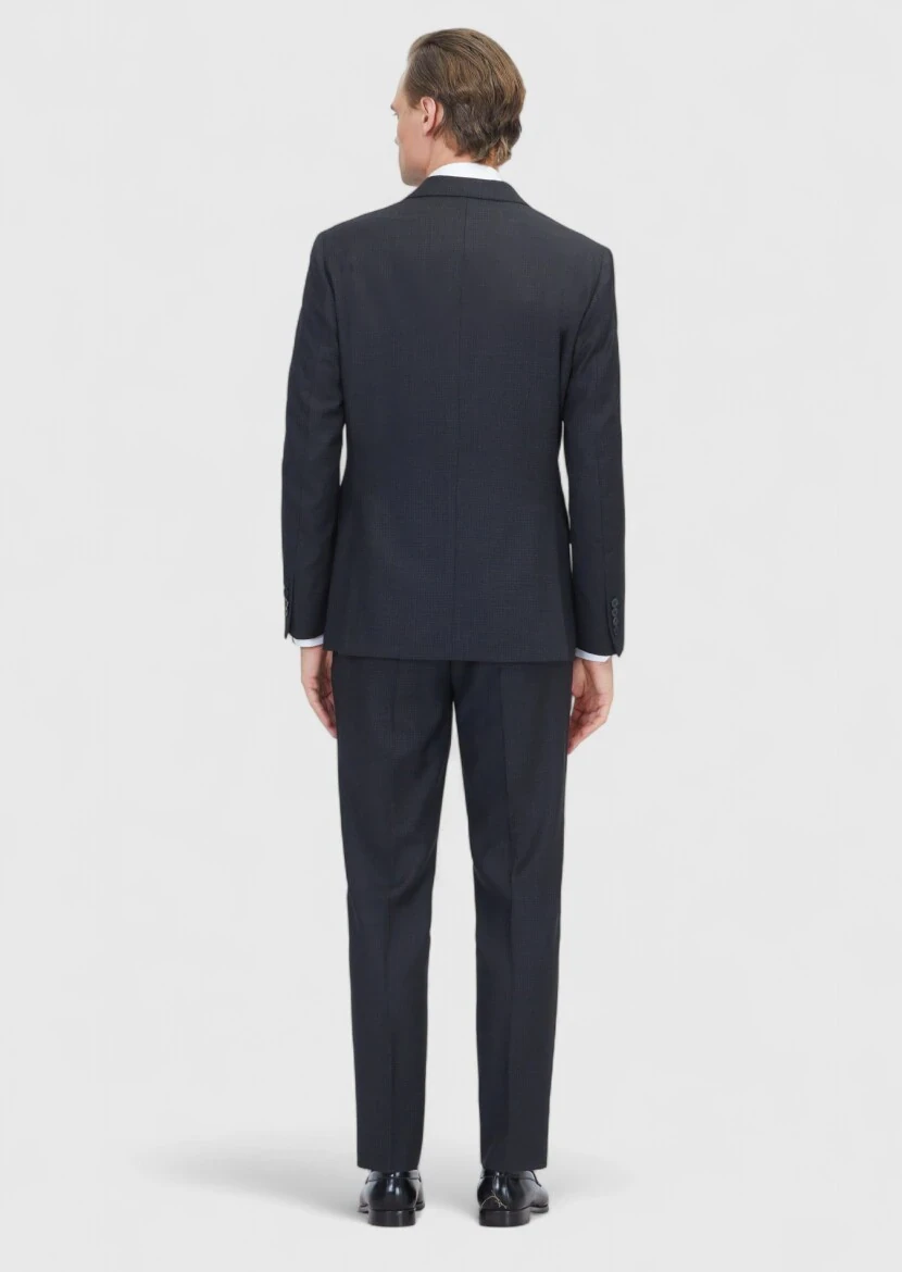 Black Micro Zeroweight Slim Fit Wool Blended Suit - 7