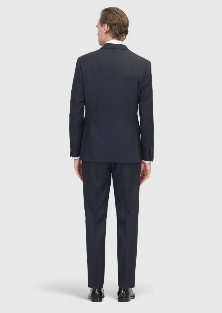 Black Micro Zeroweight Slim Fit Wool Blended Suit - 7