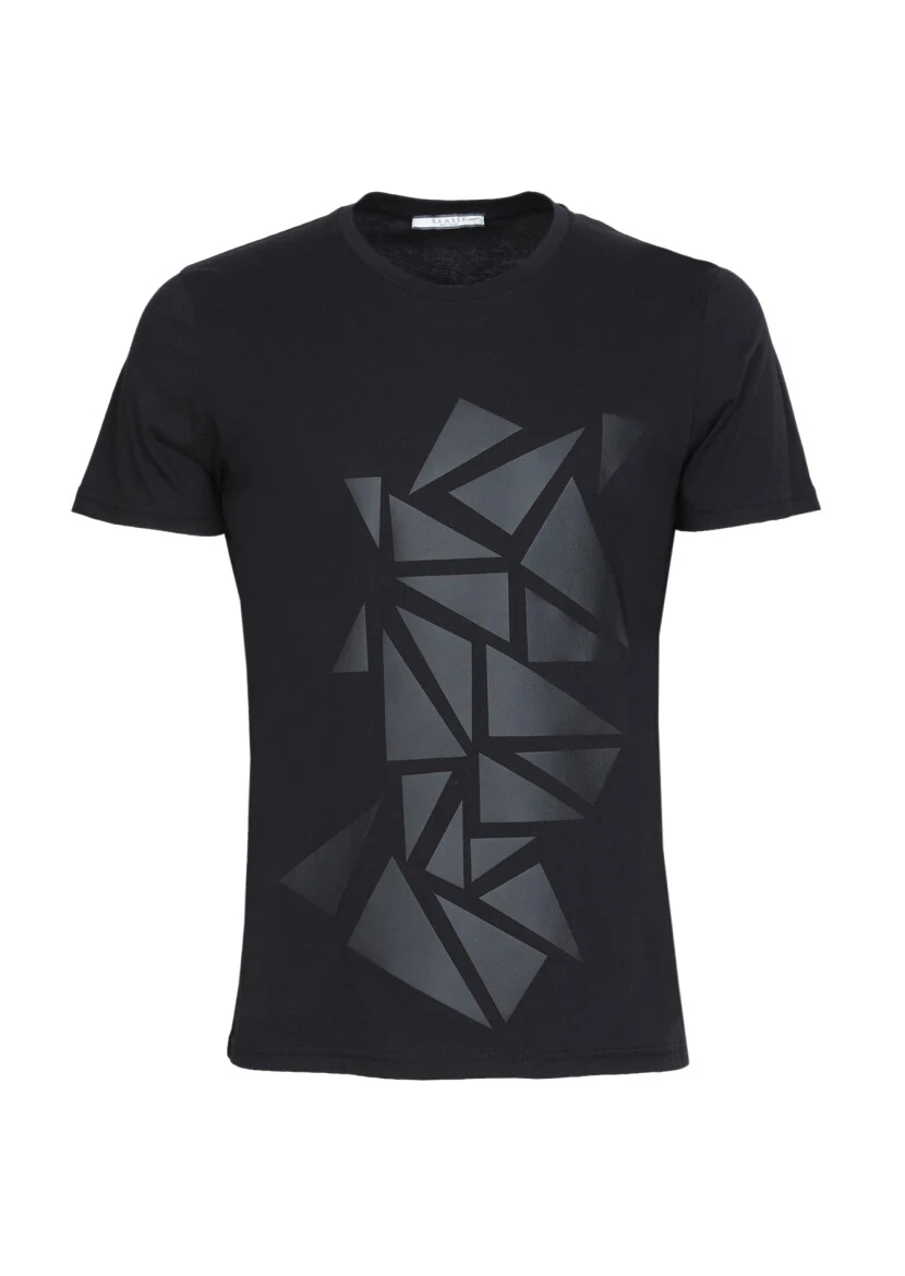 Black Patterned 100% Cotton T-Shirt - 6