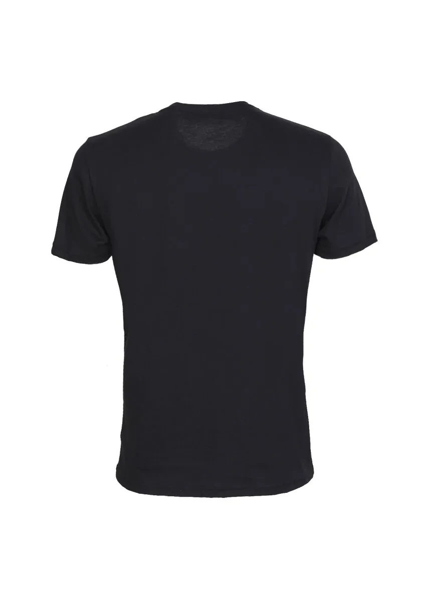 Black Patterned 100% Cotton T-Shirt - 7