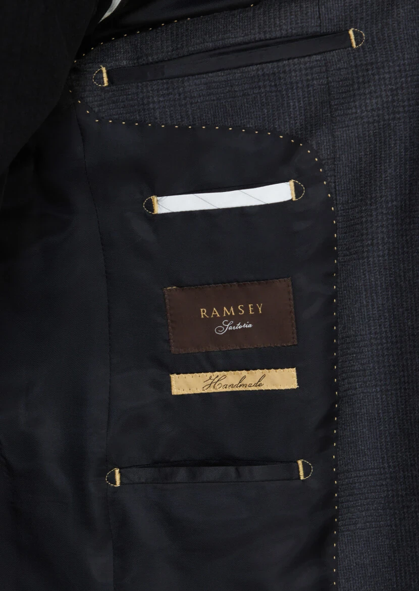 Black Patterned Regular Fit 100% Wool Jacket - 5