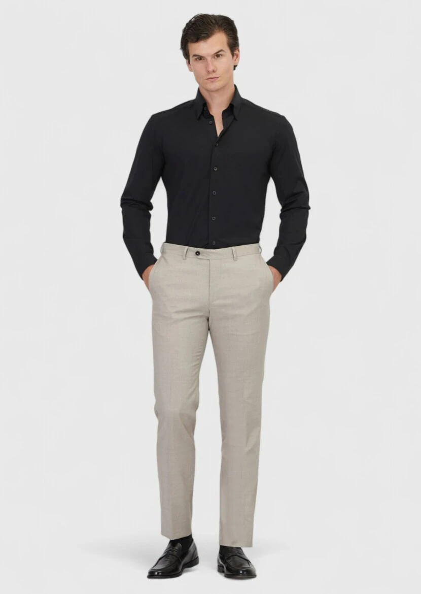 Black Plain Casual Fit Knitting Casual Cotton Blended Shirt - RAMSEY