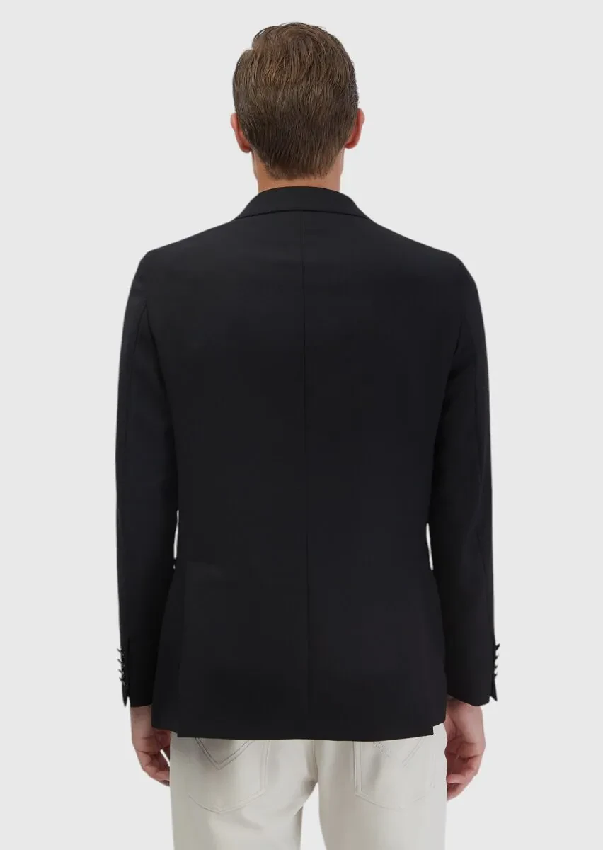 Black Plain Comfort Fit 100% Wool Jacket - 6