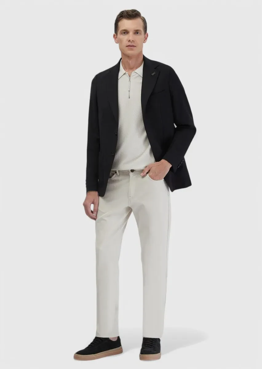 Black Plain Comfort Fit 100% Wool Jacket - 2