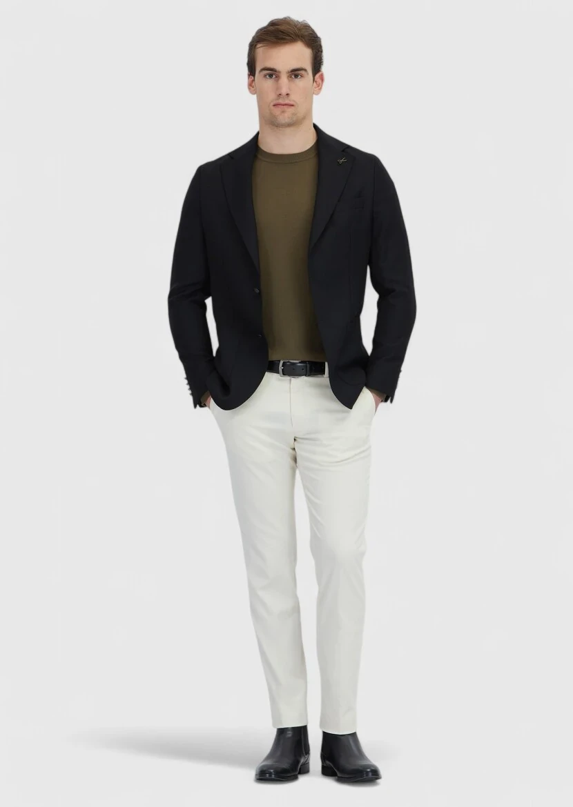 Black Plain Comfort Fit 100% Wool Jacket - RAMSEY