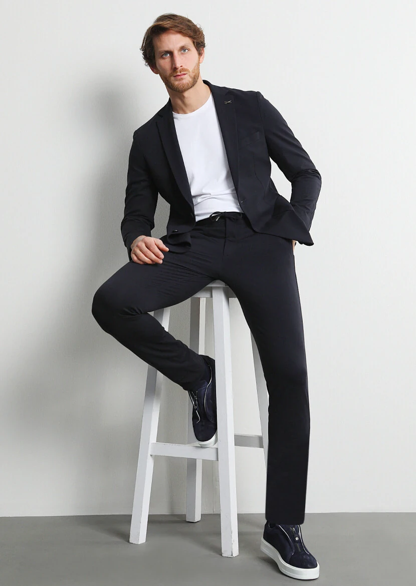Black Plain Comfort Fit Suit - 1