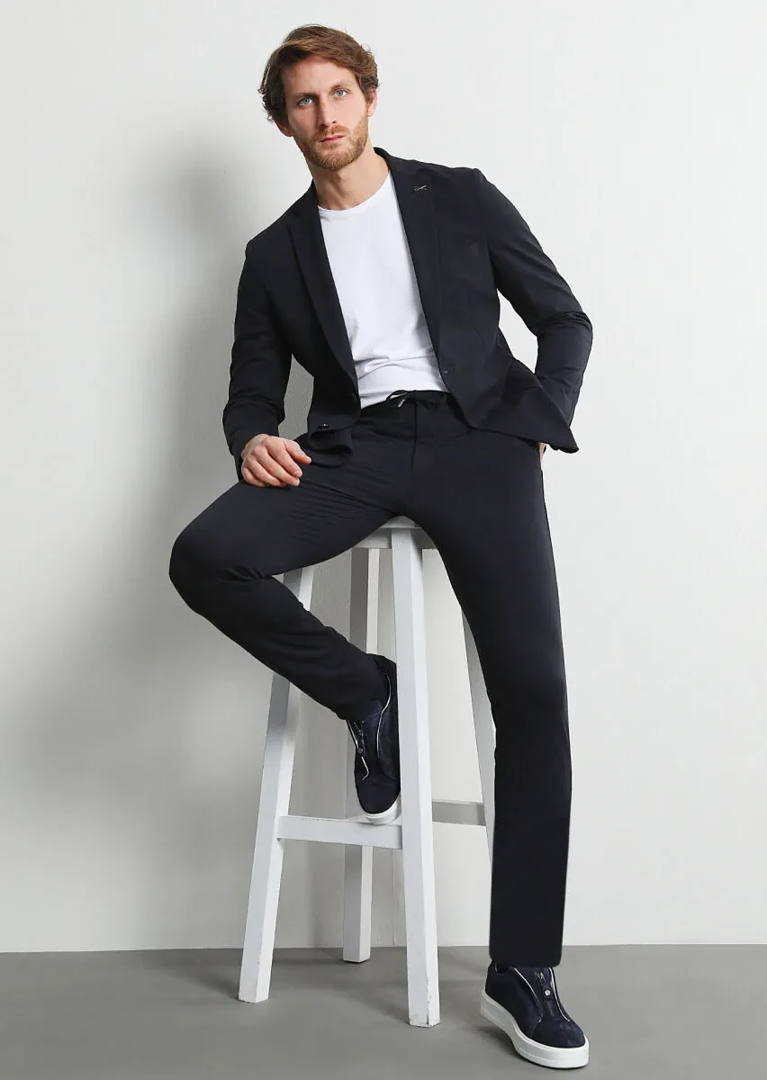 Black Plain Comfort Fit Suit - 1