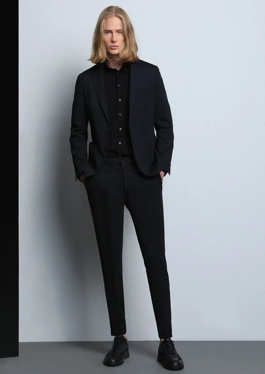 Black Plain Comfort Fit Suit - 1