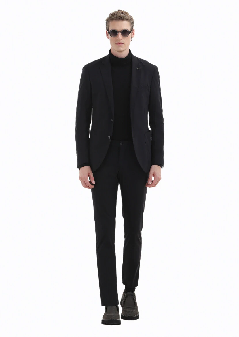 Black Plain Comfort Fit Suit - 1