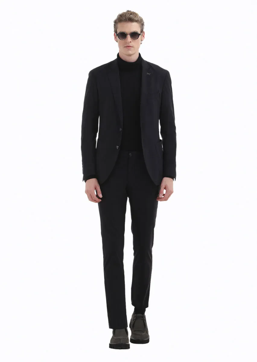 Black Plain Comfort Fit Suit - 1