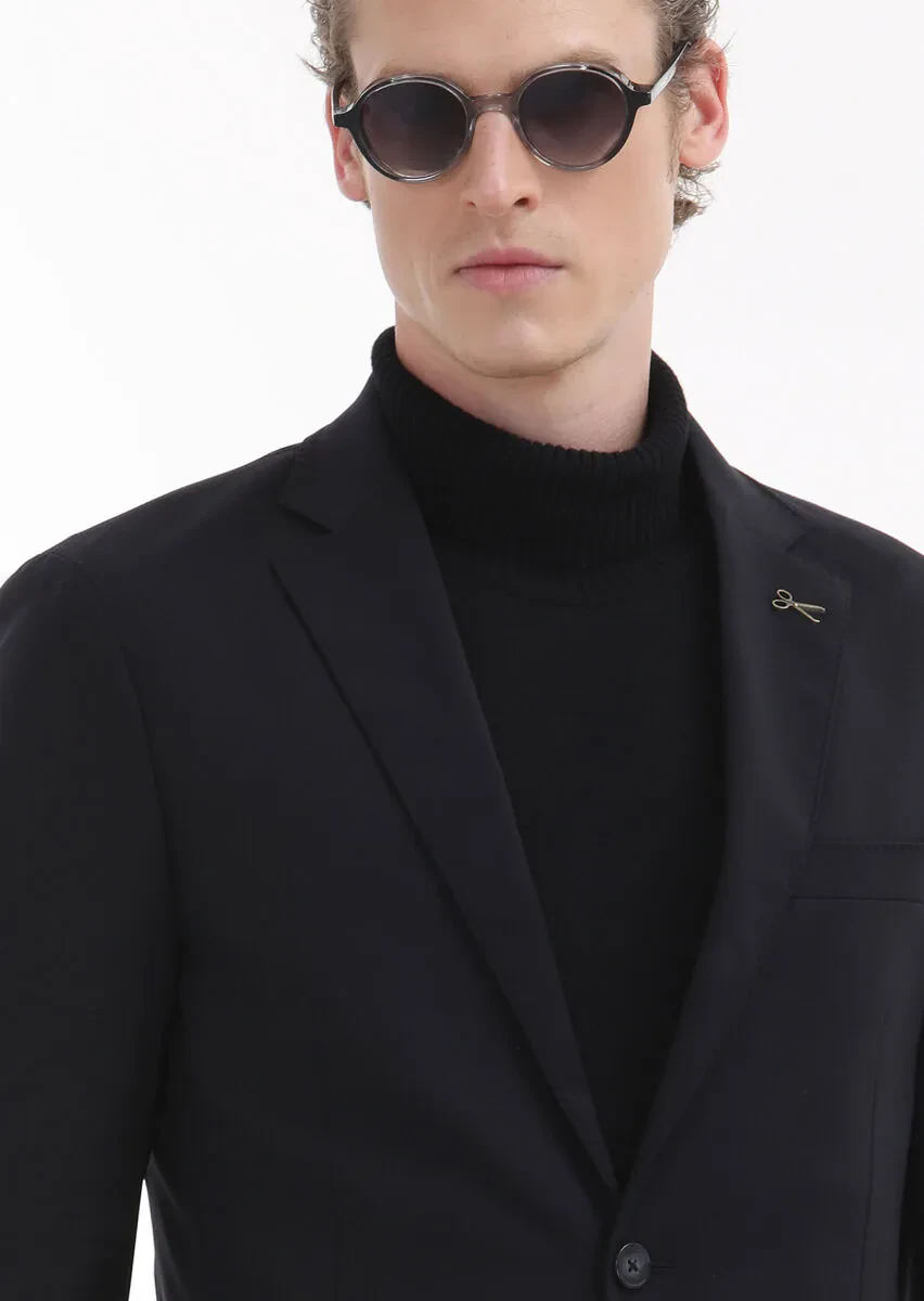 Black Plain Comfort Fit Suit - 6