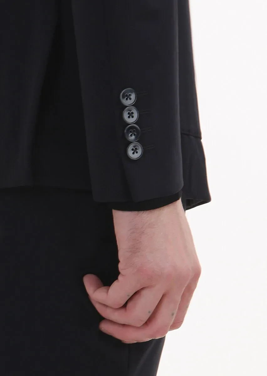 Black Plain Comfort Fit Suit - 7