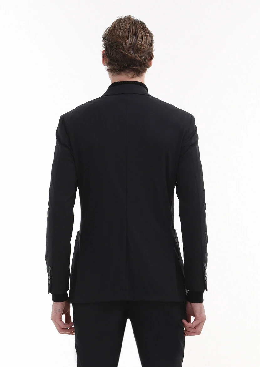 Black Plain Comfort Fit Suit - 8
