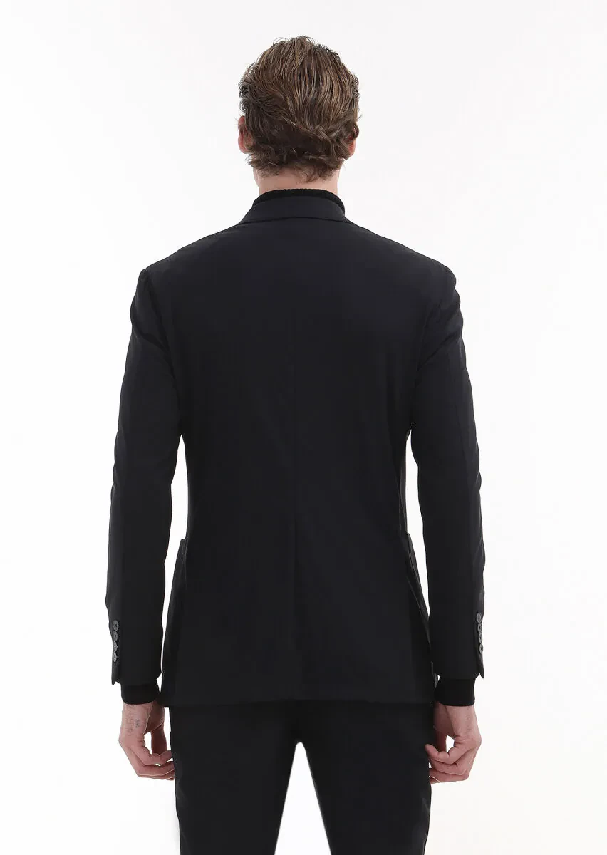 Black Plain Comfort Fit Suit - 8
