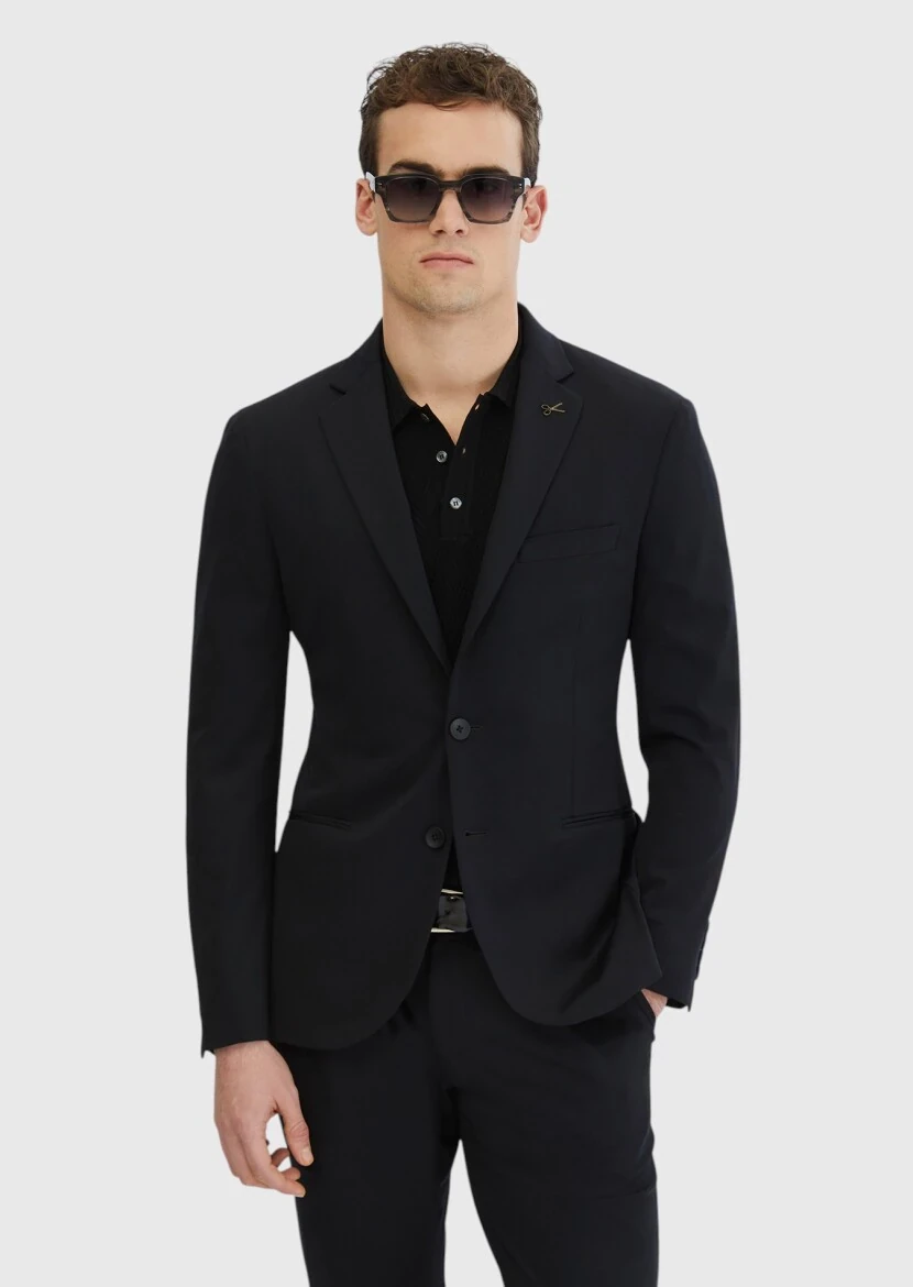 Black Plain Comfort Fit Suit - RAMSEY