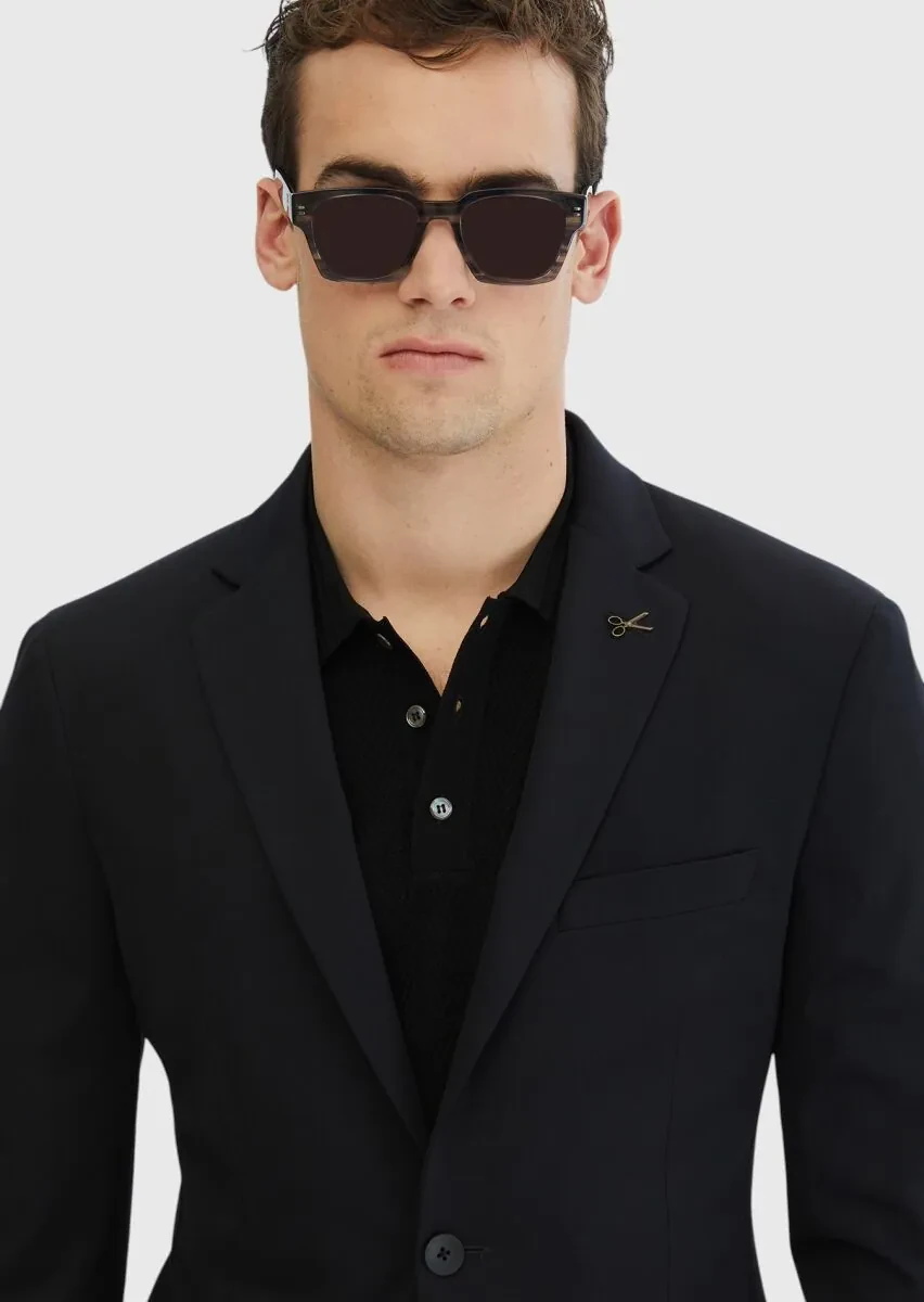 Black Plain Comfort Fit Suit - 3