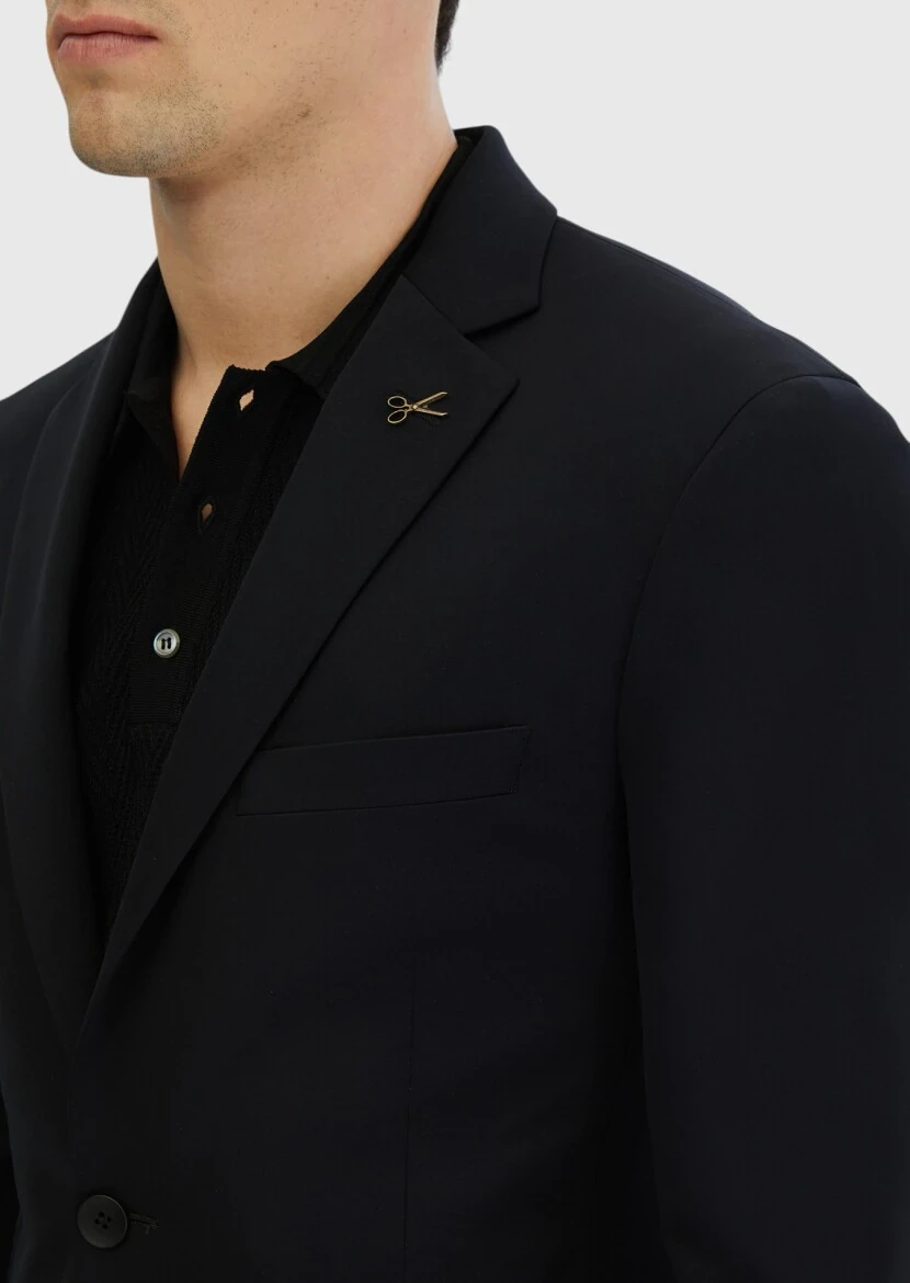 Black Plain Comfort Fit Suit - 5
