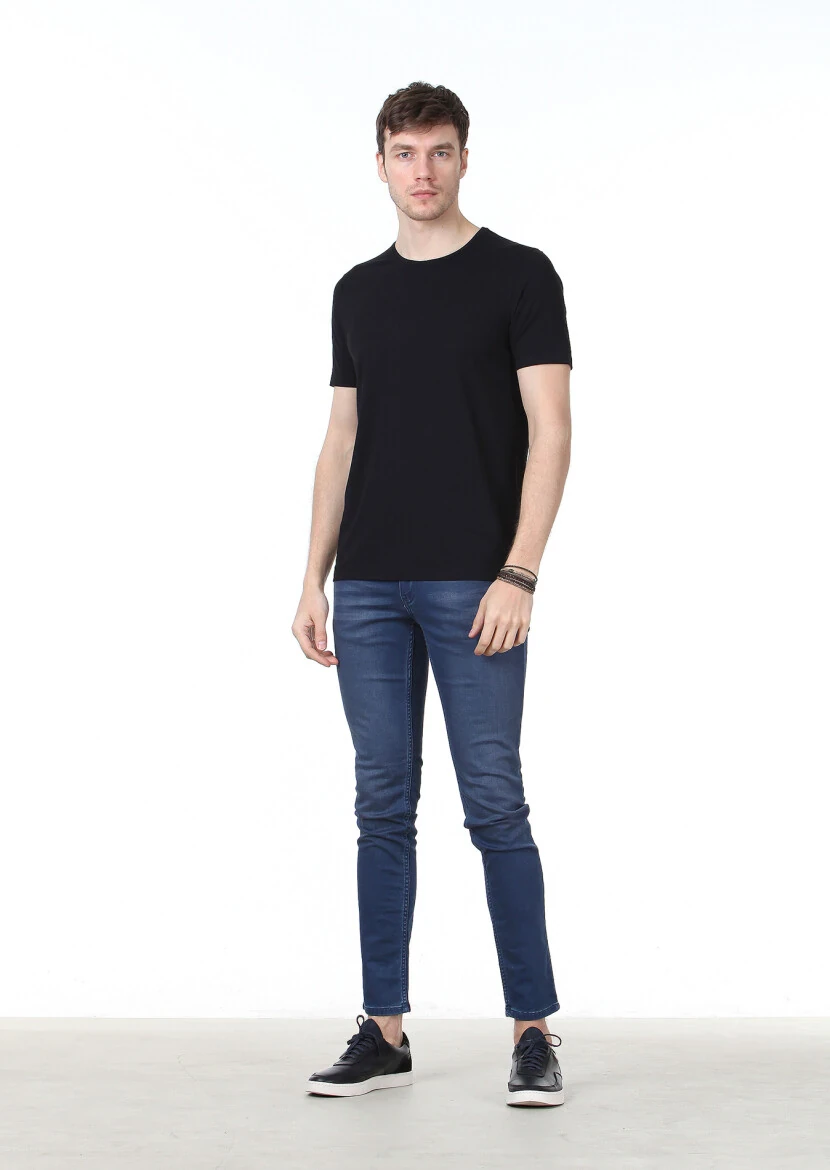 Black Plain Cotton Blended T-Shirt 