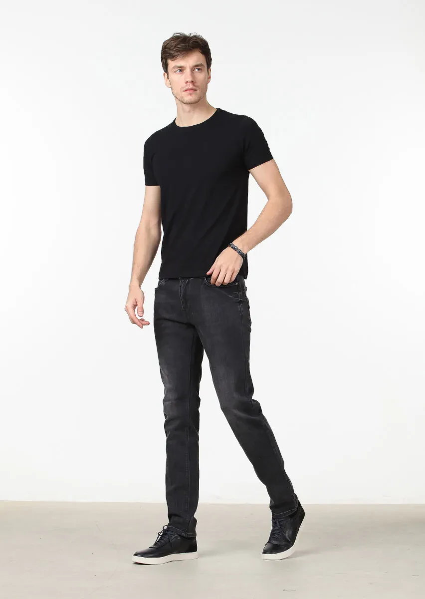 Black Plain Cotton Blended T-Shirt - 2