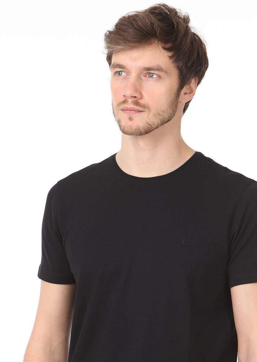 Black Plain Cotton Blended T-Shirt 