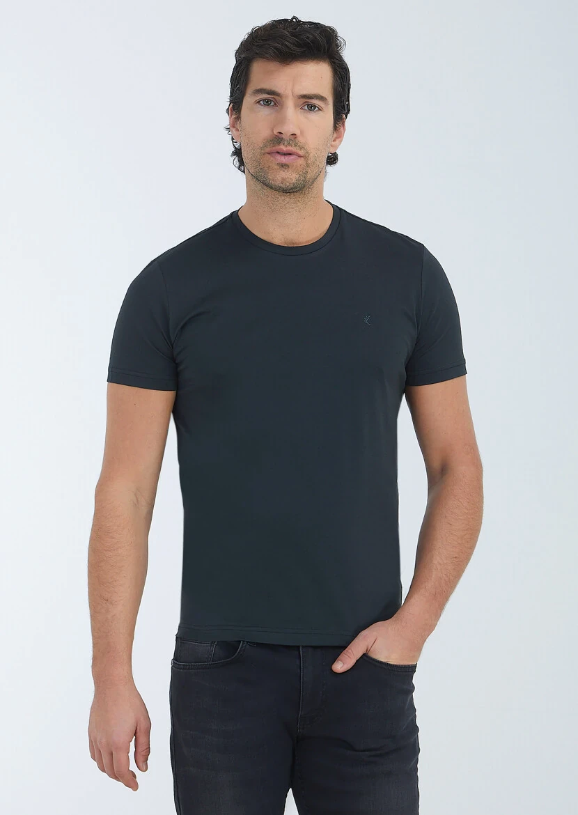 Black Plain Crew Neck 100% Cotton T-Shirt 