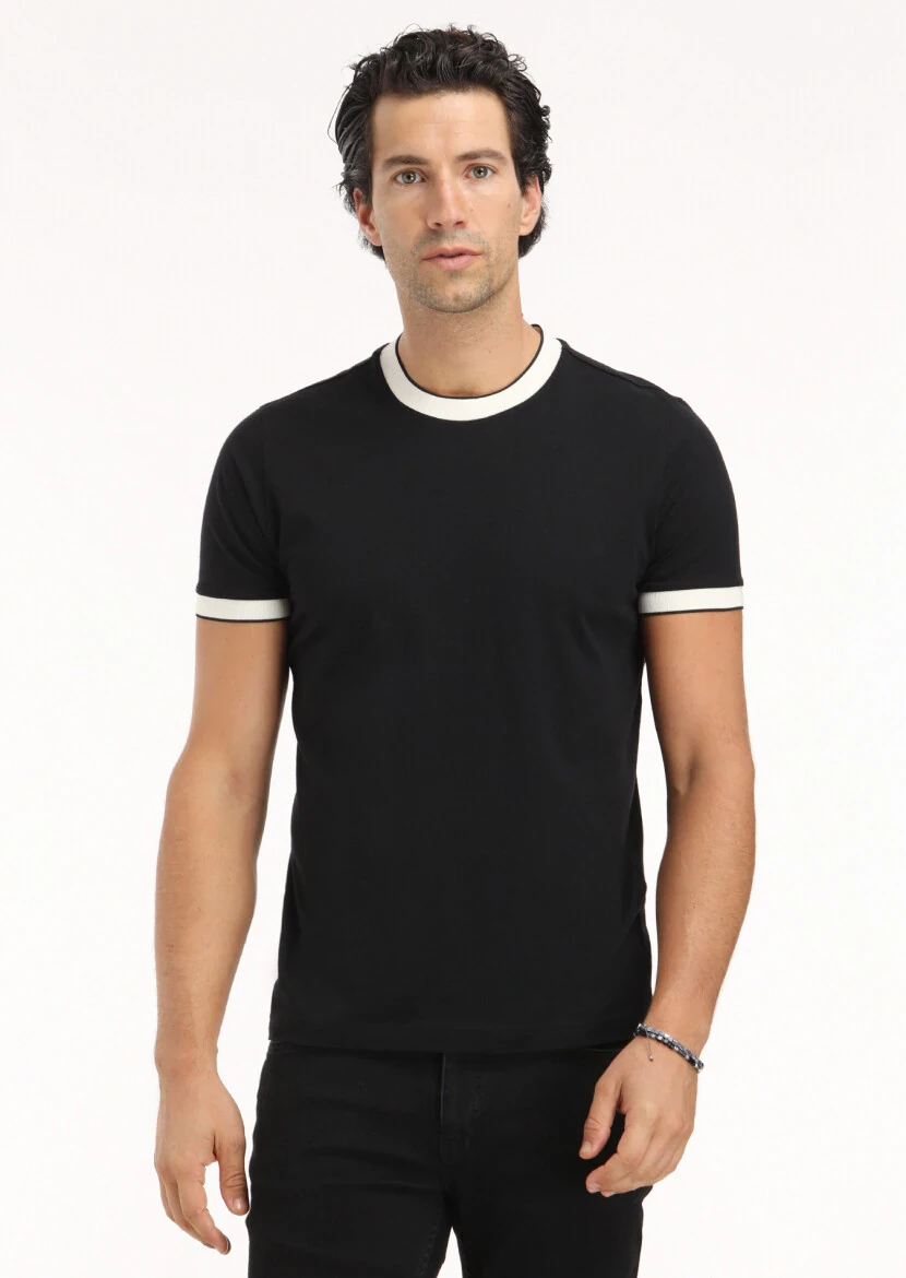 Black Plain Crew Neck 100% Cotton T-Shirt 