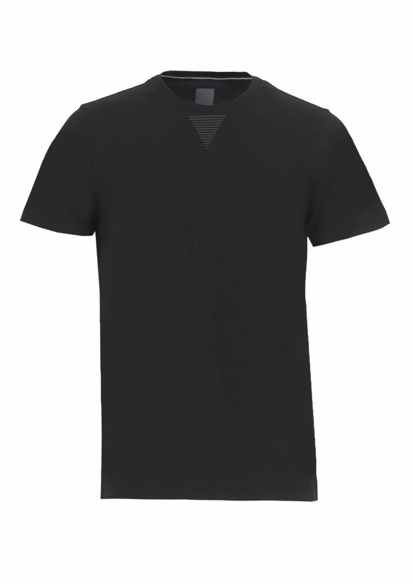 Black Plain Crew Neck 100% Cotton T-Shirt - 6