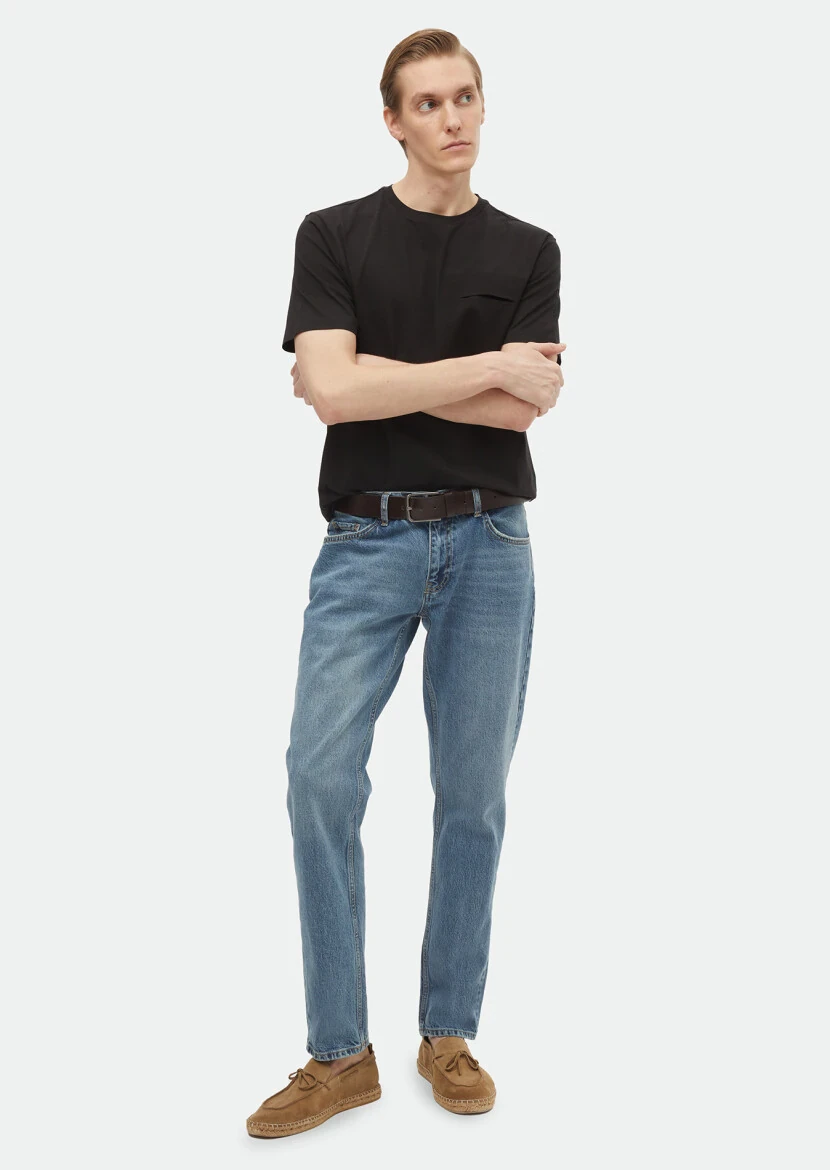 Black Plain Crew Neck 100% Cotton T-Shirt - RAMSEY