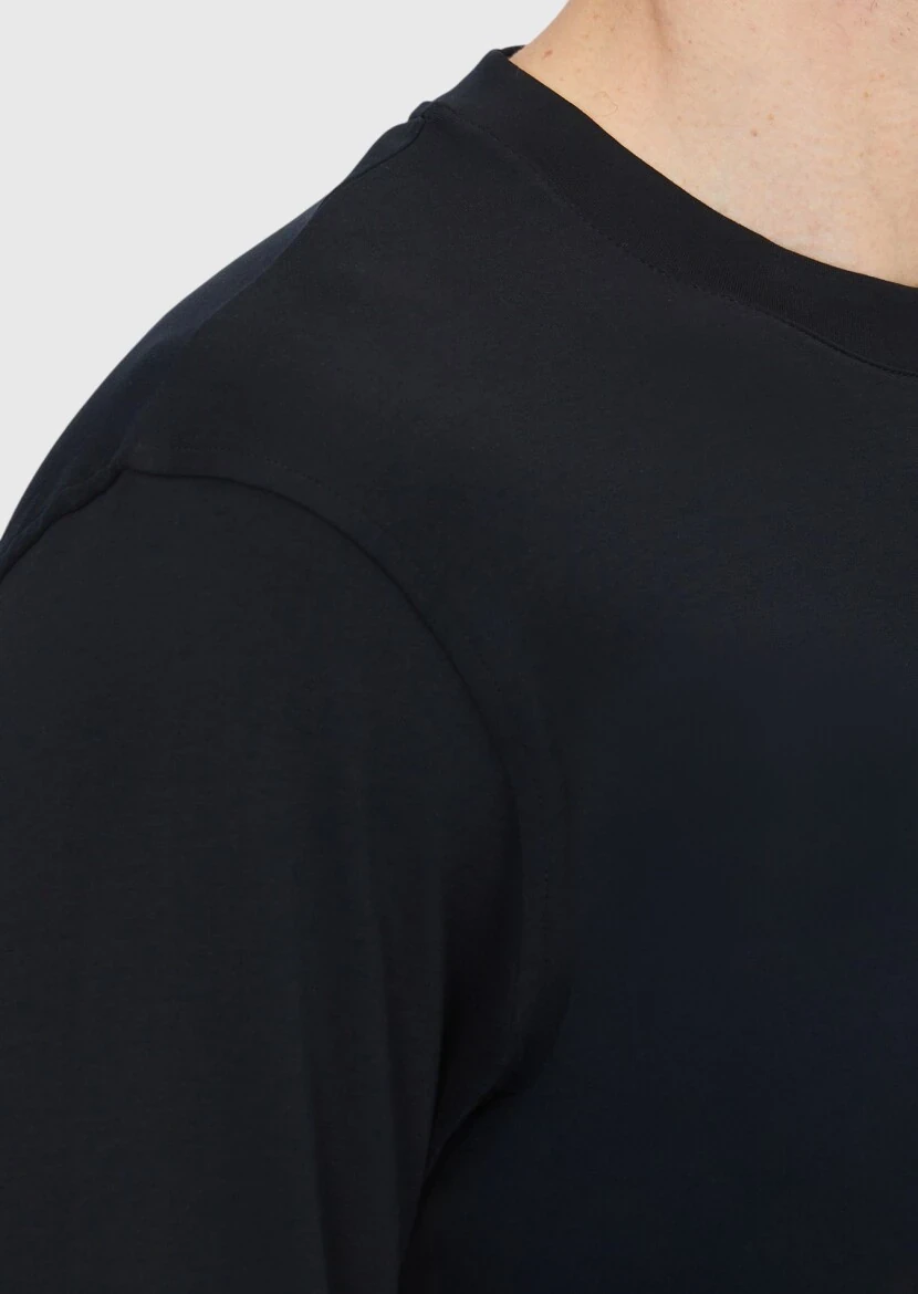 Black Plain Crew Neck 100% Cotton T-Shirt - 4