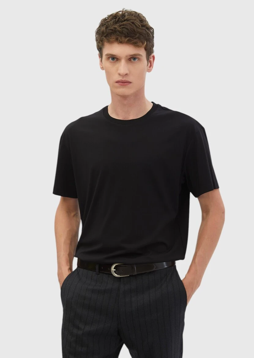 Black Plain Crew Neck T-Shirt - RAMSEY