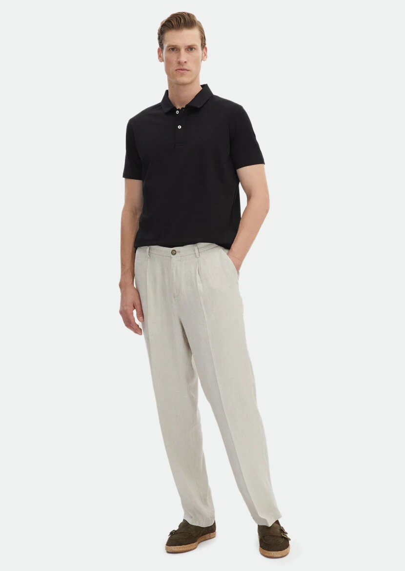 Black Plain Polo Neck 100% Cotton T-Shirt 