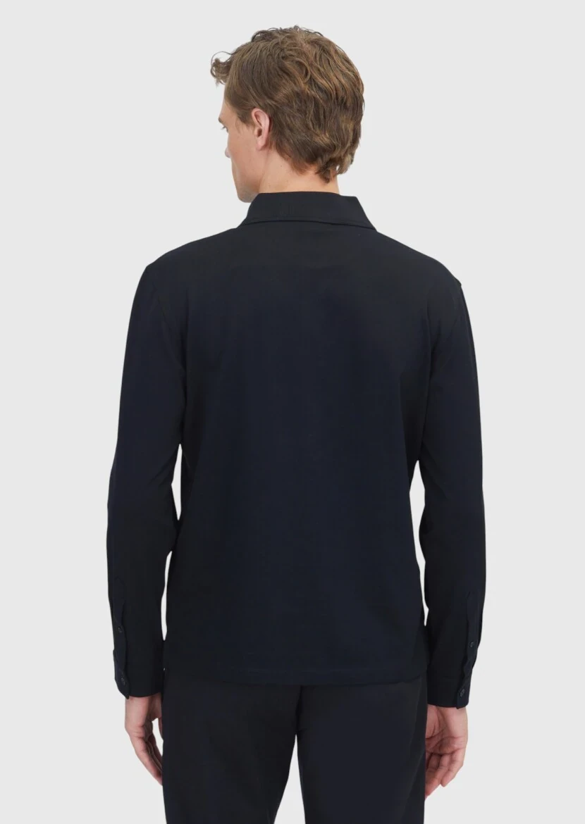 Black Plain Polo Neck 100% Cotton T-Shirt - 6