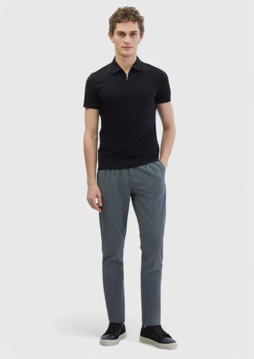 Black Plain Polo Neck T-Shirt 